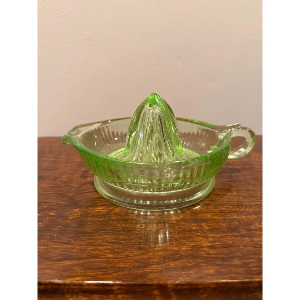 Green Uranium Depression Glass Citrus Reamer/Juicer